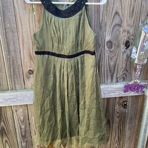 Muse Olive Green Dress with Black Accents